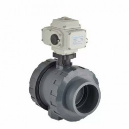 Кран шаровый ПВХ с электроприводом резьбовой промышленный 110-260V AC FKM 1/2 PIMTAS