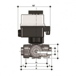 Кран трехходовой ПВХ с электроприводом T-шар муфтовый 24V AC/DC EPDM 16 мм FIP