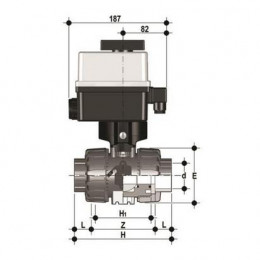 Кран шаровый ПВХ с электроприводом регулировочный муфтовый 24V AC/DC EPDM 16 мм FIP